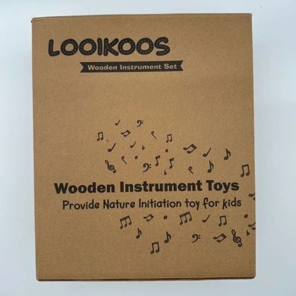 LOOIKOOS Wooden Musical Instrument Set for Kids Percussion Toy Kit Educational